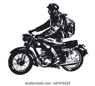 Retro motorcycle rider