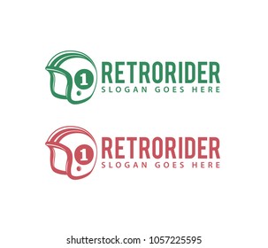 retro motorcycle rider enthusiast shop club community vector logo design template