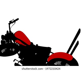 Motocicletas retrô andam na estrada. Objeto isolado no plano de fundo branco