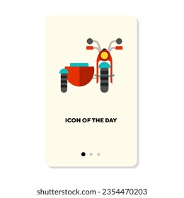 Retro motorcycle with sidecar flat vector icon. Front view of riding bike and professional racing vector illustration. Transport and speed concept for web design and apps