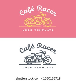 Retro Motorcycle Vector Logo Template With Café Racer