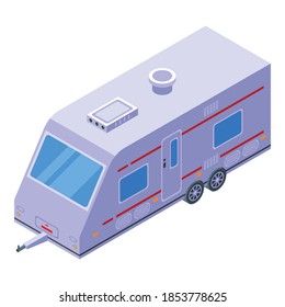 Retro motorhome trailer icon. Isometric of retro motorhome trailer vector icon for web design isolated on white background