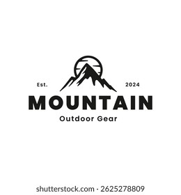 Retro Mountain Landscape Design de logotipo Ilustração de vetor