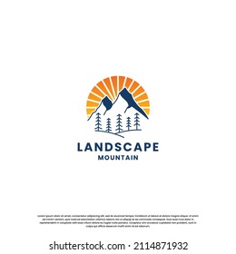 retro mountain logo design template. hill explore adventure logo vintage.