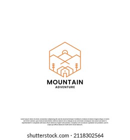 retro mountain logo design template. hill explore adventure logo vintage.
