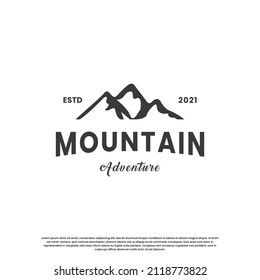 retro mountain logo design template. hill explore adventure logo vintage.