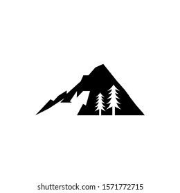 Retro Mountain Logo With Pine Tree In Negative Space