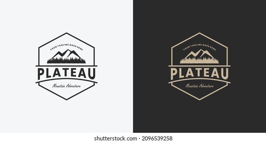 Retroberg, Plateau Logo Design Vintage-Abzeichen