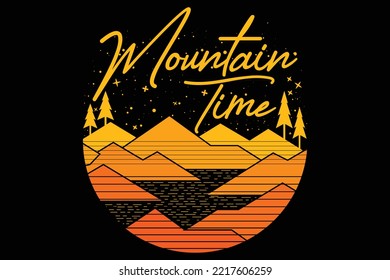Retro Mountain Time Summer Hill T shirt Design, Vector T shirt Design, 