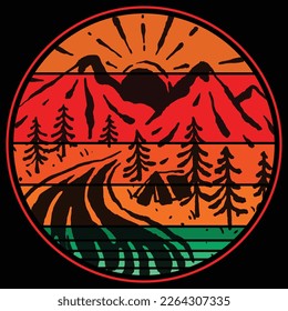 retro mountain t-shirt vector file