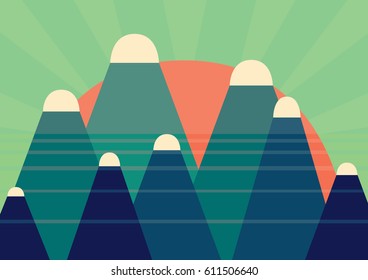 Retro mountains vector poster