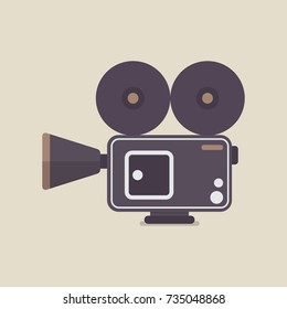 Retro Movie Camera. Flat style icon vector illustration