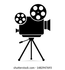 Retro Movie Camera Icon. Vector