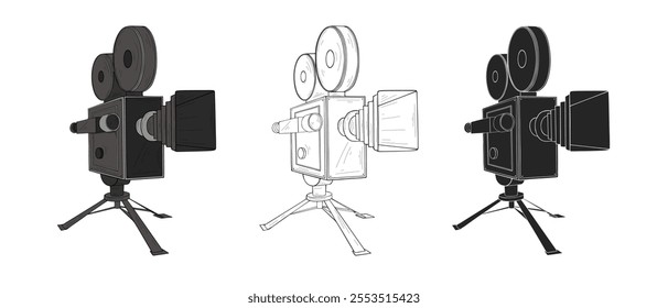 Retro movie camera Vector illustration