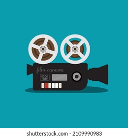 Retro movie camera - vintage motion picture device vector illustration