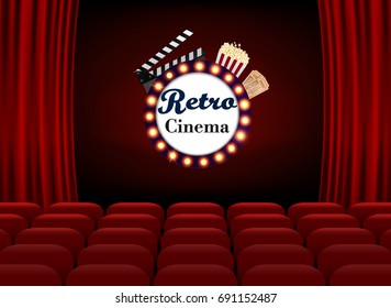 Retro Movie cinema premiere poster design. Vector template banner. Vector Illuastration