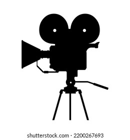 Retro Movie Film Camera Vector Icon Illustration Silhouette