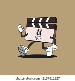 Retro movie film mascot cartoon style