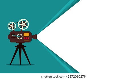 Retro movie projector with reels isolated Vector Image