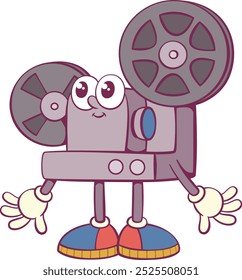 Retro filme projetor groovy mascote