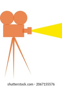 Retro movie projector poster. Video camera on a tripod.
