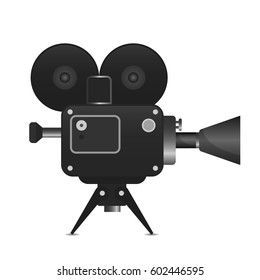 Retro movie projector vector detailed illustration Analog device cinema motion picture film projector.