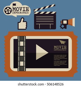 Retro movie template, media player, flat design, illustration, modern style, vector, concept, icons,digital, online, advertising