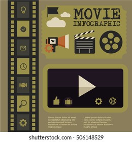 Retro movie template, media player, flat design, illustration, modern style, vector, concept, icons,digital, online, advertising