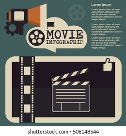 Retro movie template, media player, flat design, illustration, modern style, vector, concept, icons,digital, online, advertising