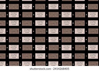 
Retro movie and theater ticket pattern with colorful stars, perfect for different applications like packaging and fabric. Vintage, retro
