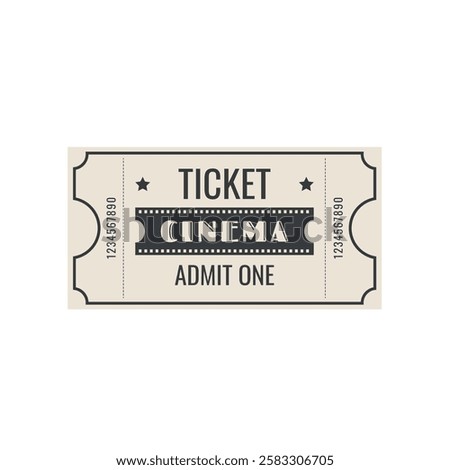 Retro movie ticket to the cinema, vector illustration. 1