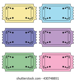 Retro Movie Ticket In Various Pastel Colors