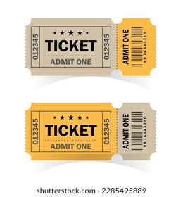 Retro movie vector ticket with barcode .