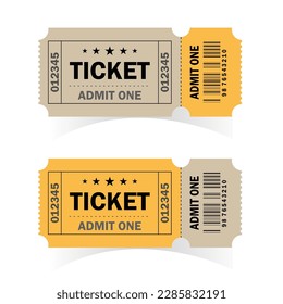 Retro movie vector ticket with barcode.