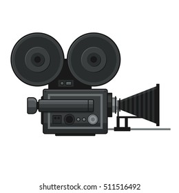 Retro Movie Video Camera Icon on White Background. Vector illustration