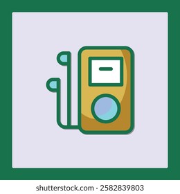 Retro MP3 Player Icon Design with Earbuds