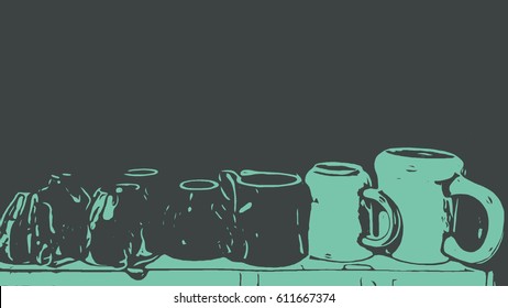Retro mugs vector illustration