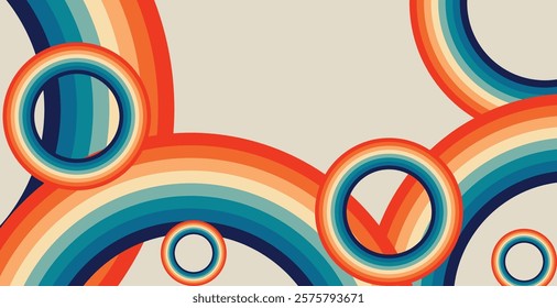 retro multicolor round background design