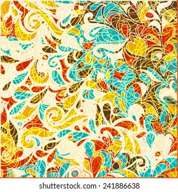 Retro multicolored mosaic leaf pattern. Vector illustration