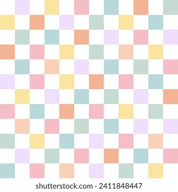 Retro multicoloured checkerboard vector seamless pattern. Geometric abstract background.