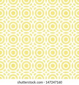 retro multiple white circles in rows on sunny yellow background abstract geometric seamless pattern 