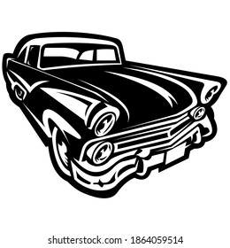 Retro muscle car vector illustration. Vintage poster of reto car