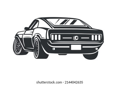 Retro muscle car vector illustration. Vintage poster of retro car.