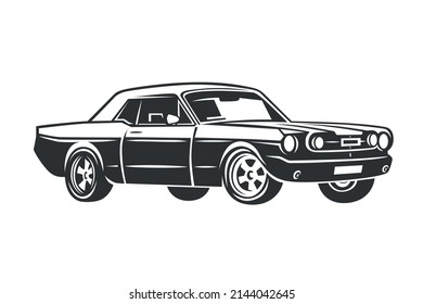 Retro muscle car vector illustration. Vintage poster of retro car.