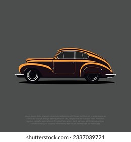 Retro muscle car vector illustration. Vintage poster of retro car. Old mobile isolated on white, for logo or t-shirt, shirt, print