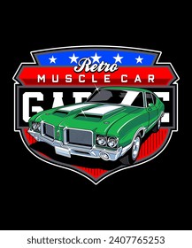 Retro Muscle Car Vector Illustration