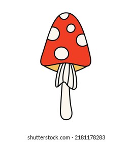 Retro mushroom agaric. Vector isolated illustration.