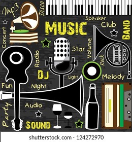 Retro Music background, can be used as flyer or banner for dance dj party or events. EPS 10 Vector Illustration.