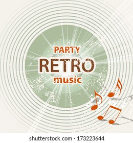 Retro music background - vintage poster art - grunge party template 