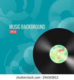 Retro Music Background With Vinyl Record EPS 10
